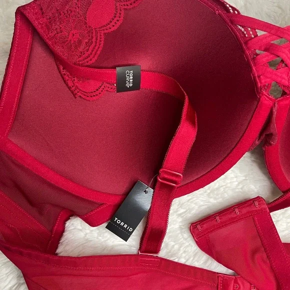 XO Plunge Push-Up Tattoo Lace Straight Back Bra 46D - Picture 11 of 16